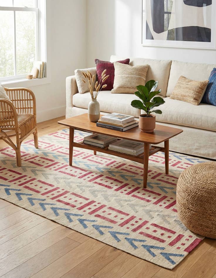 Detail image of 5' x 6' 5  Hand Woven Kilim Modern Wool Rug