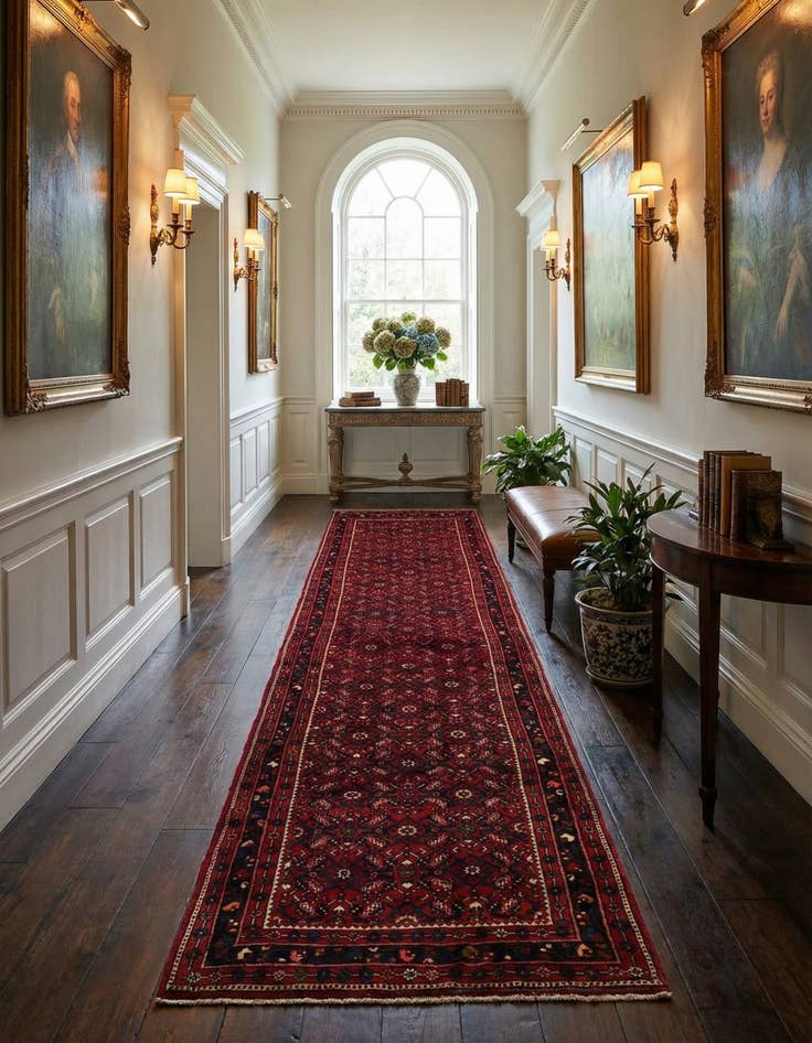 Detail image of 3' 10 x 13' 2 Hossainabad Wool Runner Rug