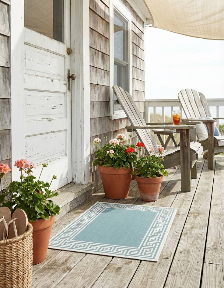 Detail image of 1' 3 x 1' 3  Washable Coastal Indoor / Outdoor Sample Rug