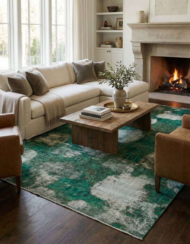 Detail image of 5' 8 x 9'  Hand Knotted Ultra Vintage Persian Wool Rug