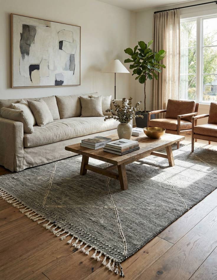 Detail image of 6' 9 x 10' 4  Hand Knotted Moroccan Wool Rug