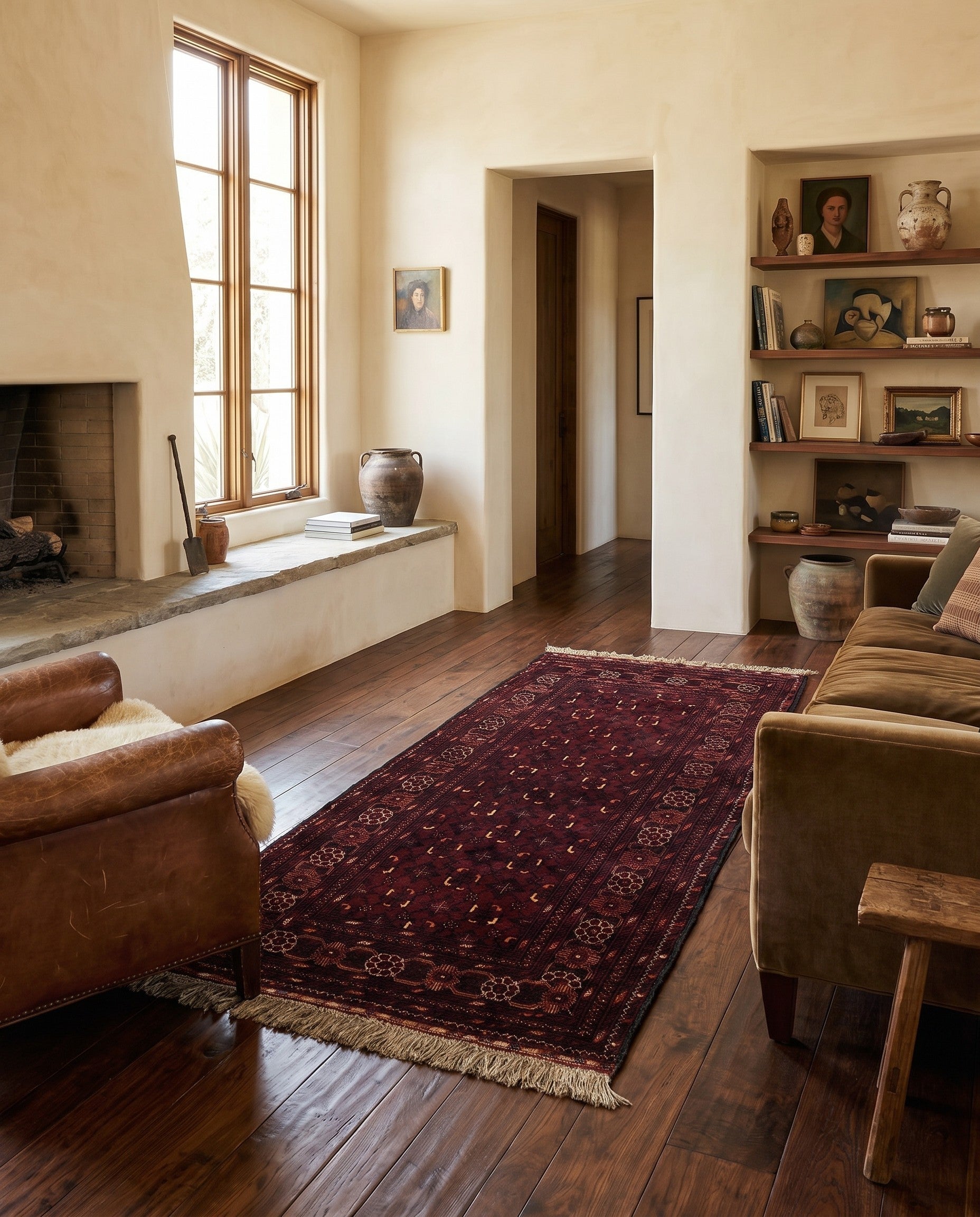 3' 4 x 6' 6 Hand Knotted Afghan Ersari Wool Rug