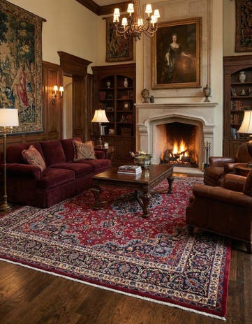9' 9 x 12' 8 Hand Knotted Mashad Persian Wool Rug