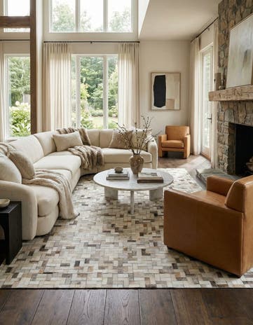 5' 7 x 7' 11 Cowhide Stocks Rug