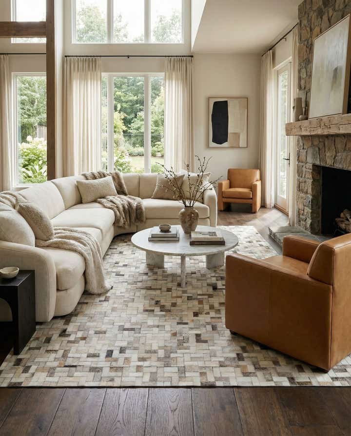5' 7 x 7' 11 Cowhide Stocks Rug