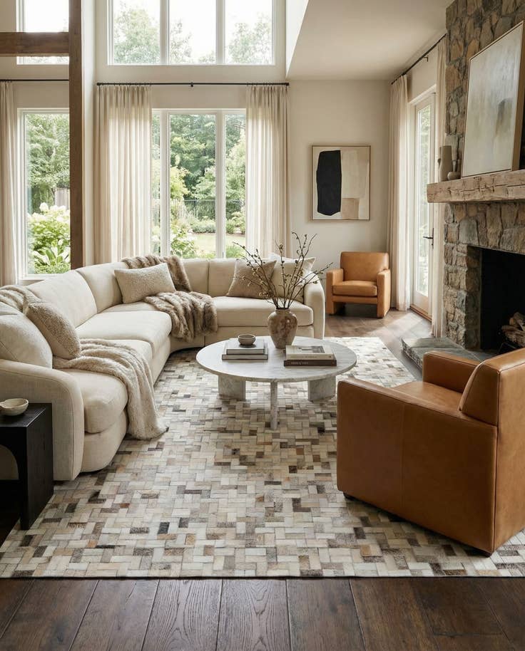 Detail image of 5' 7 x 7' 11 Cowhide Stocks Rug