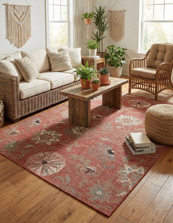 Detail image of  6' x 9'  Washable Botanical Indoor / Outdoor Rug