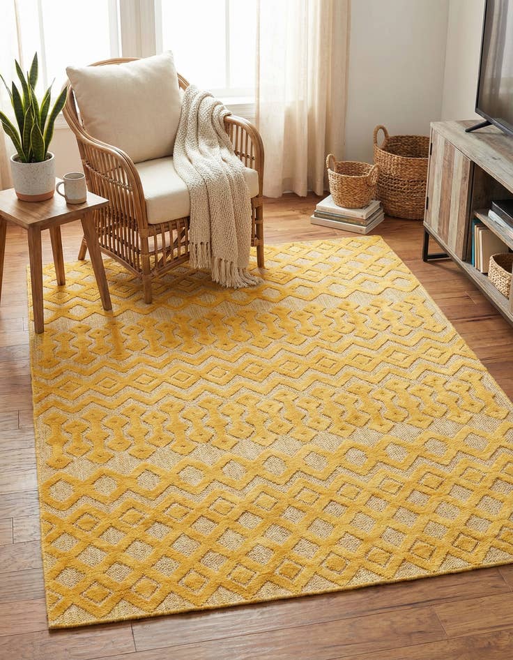 Detail image of  5' 3 x 8'  Washable Trellis Textured Indoor / Outdoor Rug