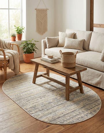 Sandy Beige Arlo Oval Rug