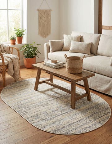 Sandy Beige Arlo Oval Rug