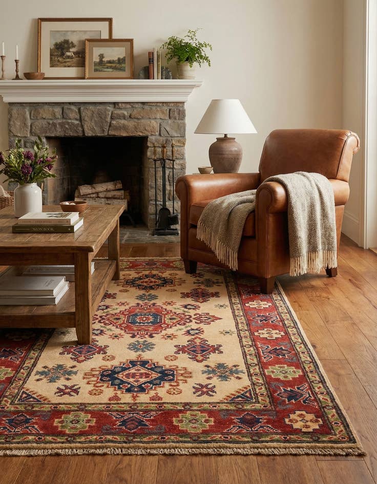 Detail image of 3' 3 x 5'  Hand Knotted Kazak Rug