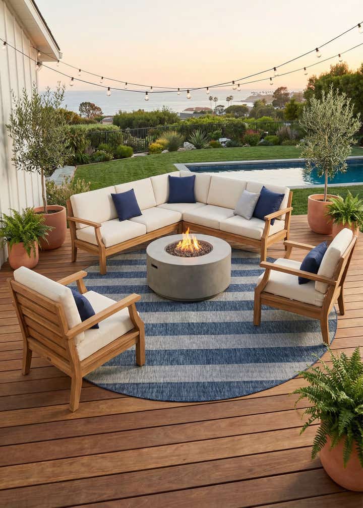 12' x 12' Easy-Clean Ribbon Indoor / Outdoor Round Rug