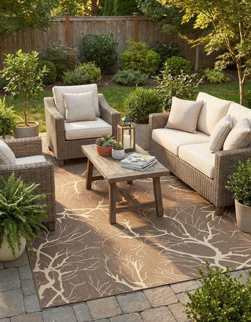 8' x 11' 4 Easy-Clean Botanical Indoor / Outdoor Rug