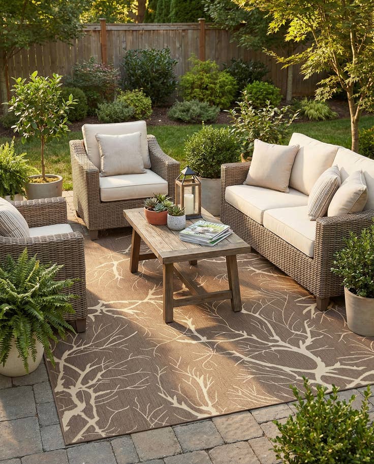 Detail image of 8' x 11' 4 Easy-Clean Botanical Indoor / Outdoor Rug