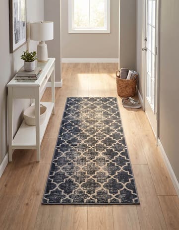 Jill Zarin Navy Blue Uptown Lincoln Center Runner Rug