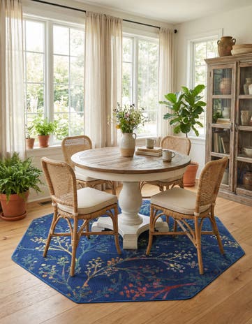 Blue Blossom Octagon Rug
