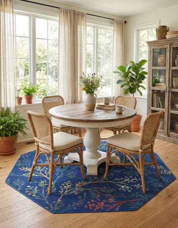 Blue Blossom Octagon Rug