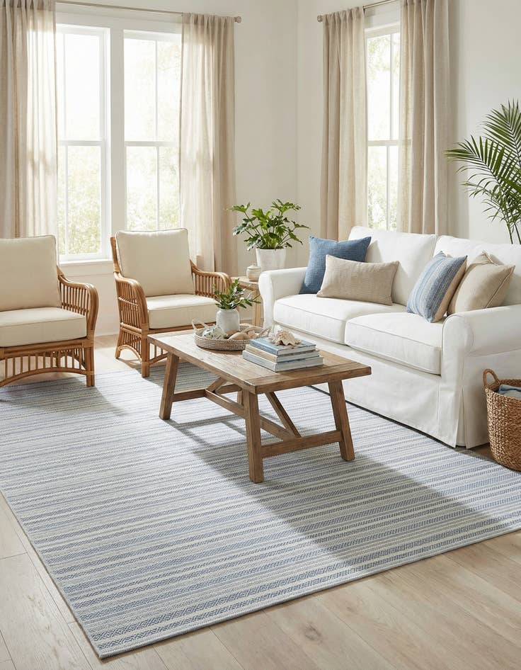 Detail image of 10' x 13'  Washable Striped Indoor / Outdoor Rug