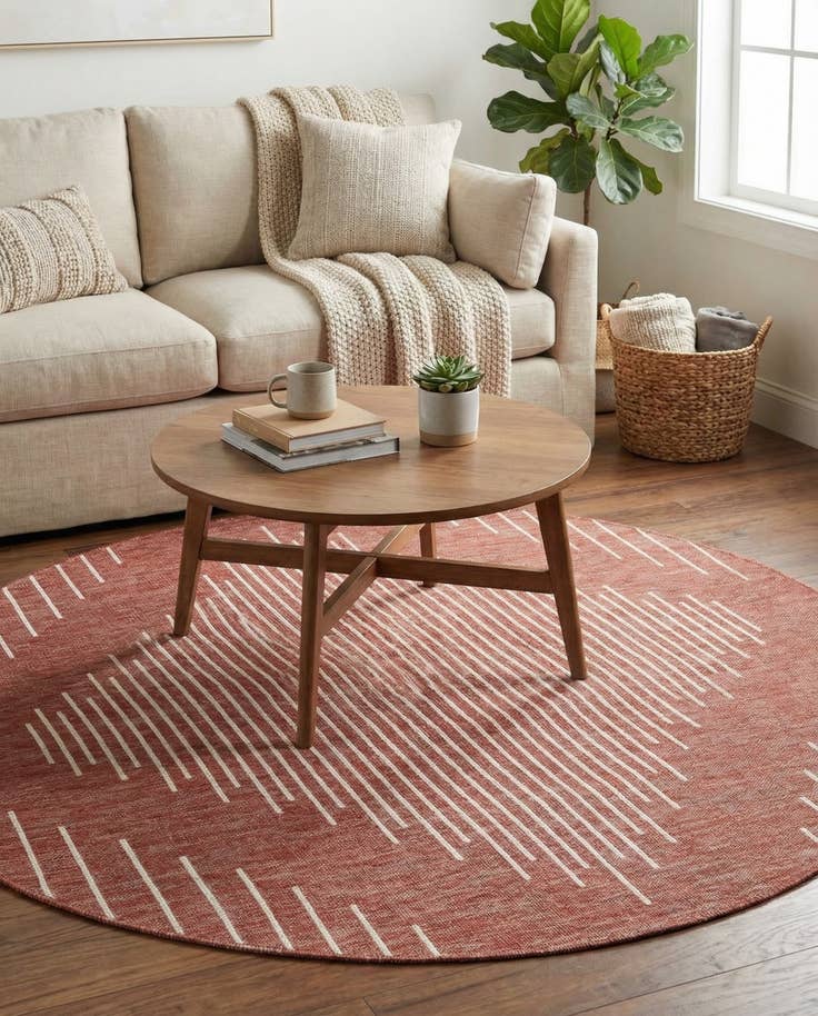 Detail image of 6' x 6' Easy-Clean Modern Indoor / Outdoor Round Rug