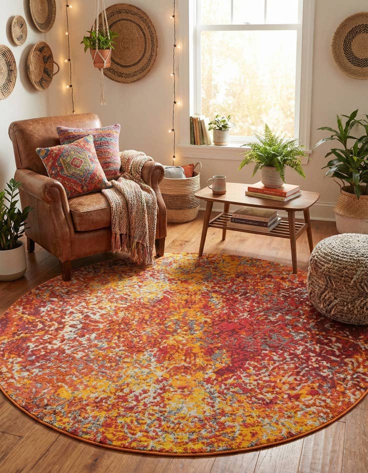 Detail image of 6' x 6'  Washable Casablanca Round Rug