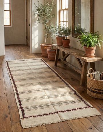 2' 9 x 7' 6 Hand Knotted Kilim Fars Persian Wool Runner Rug