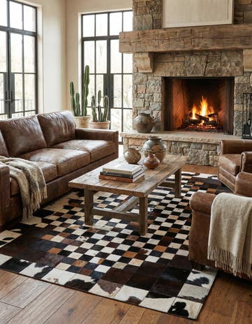 5' x 8' Cowhide Leather Rug