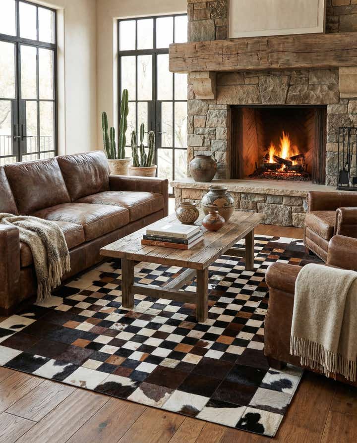5' x 8' Cowhide Leather Rug