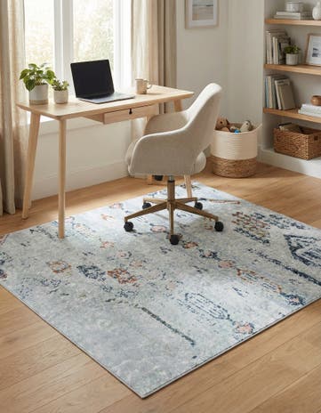 Ivory Gray Kamala Washable Square Rug