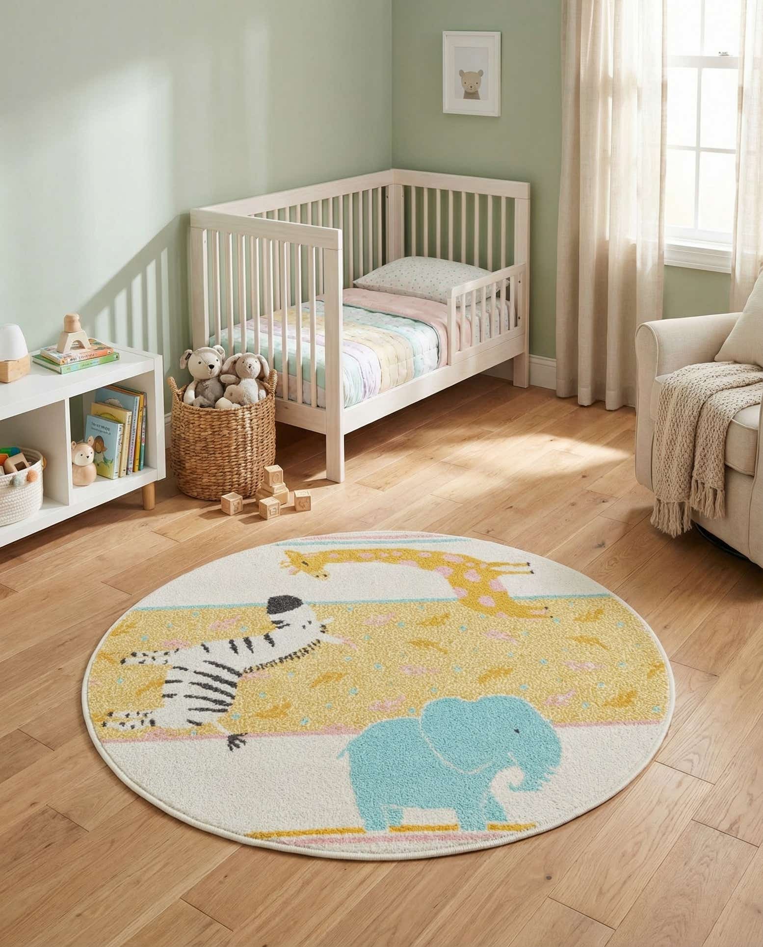 3' 3 x 3' 3 Animals Whimsy Kids Round Rug
