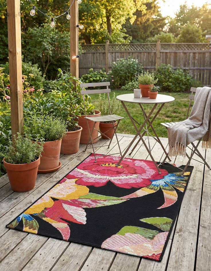 Detail image of 2' x 3'  Washable Botanical Indoor / Outdoor Rug