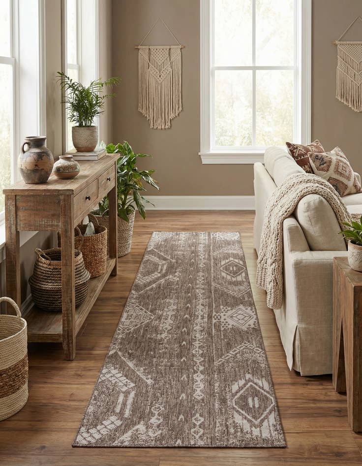 Detail image of 2' 7 x 12' Easy-Clean Bohemian Indoor / Outdoor Runner Rug