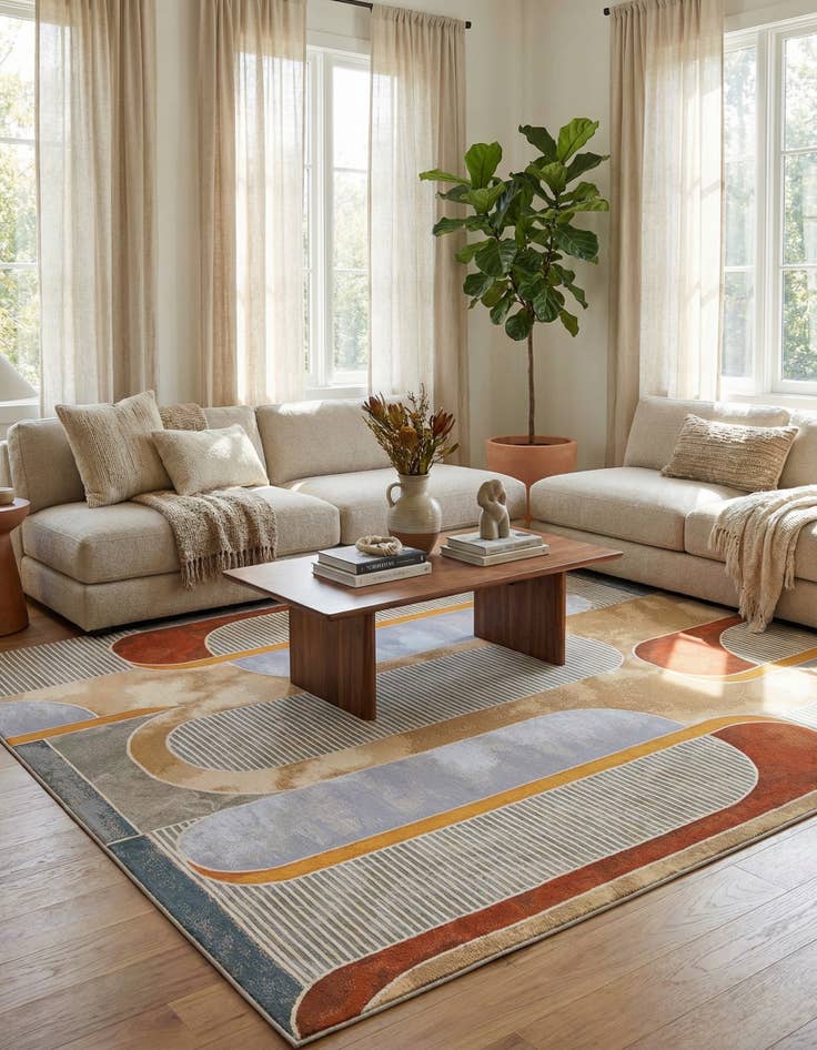 Detail image of  10' x 10'  Washable Modern Indoor / Outdoor Square Rug