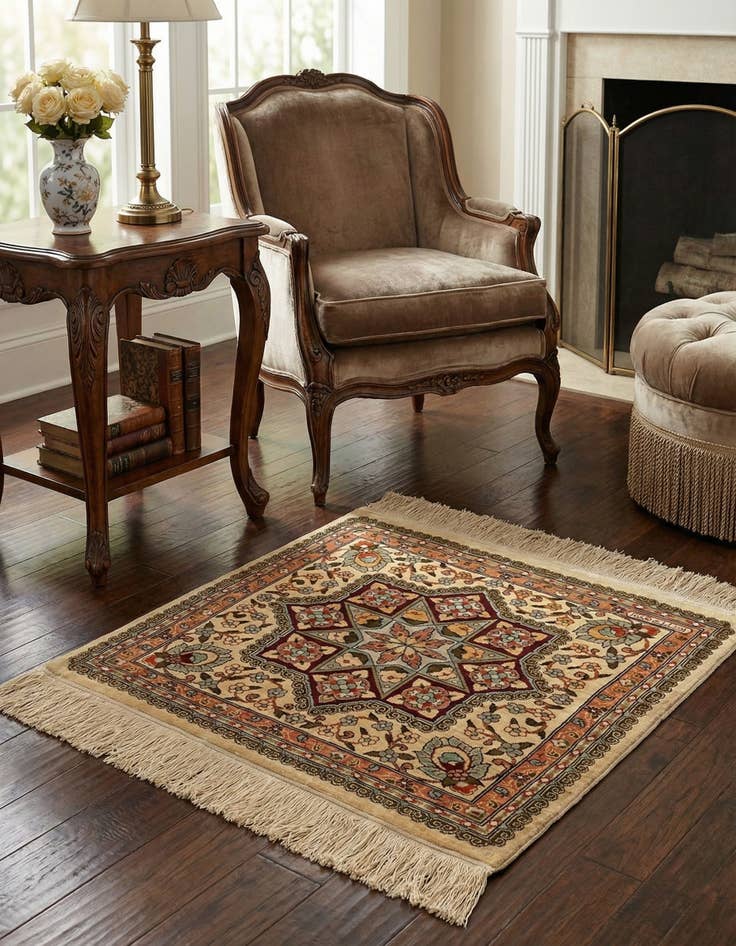 Detail image of 1' 5 x 1' 6 Hereke Silk Square Rug