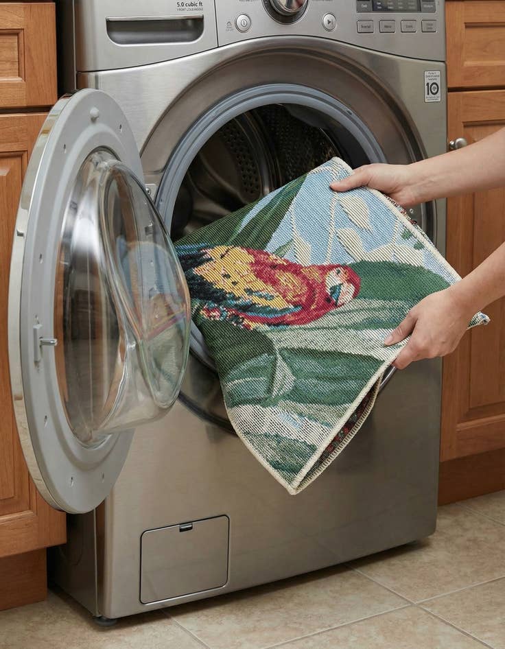 Detail image of 1' 4 x 1' 4  Washable Botanical Indoor / Outdoor Sample Rug