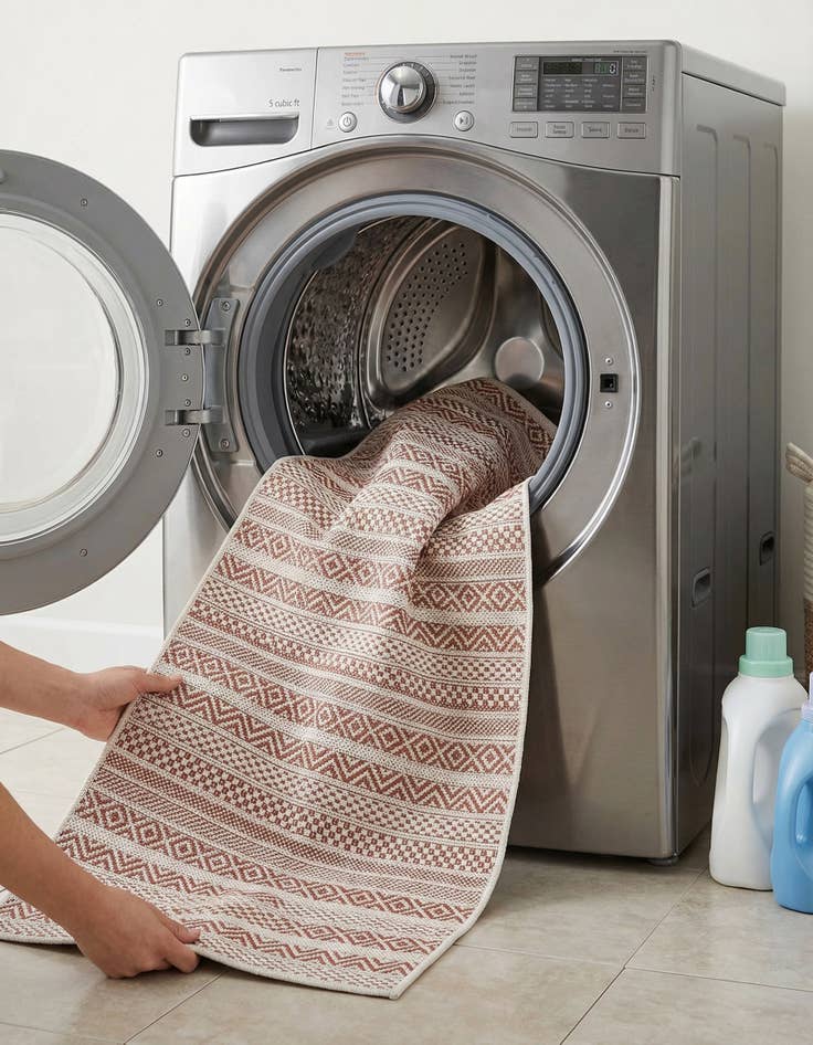 Detail image of 2' x 8'  Washable Striped Indoor / Outdoor Runner Rug