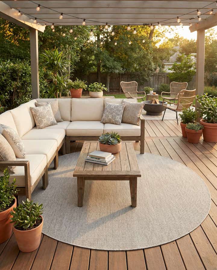 10' x 10' Easy-Clean Solid Indoor / Outdoor Round Rug