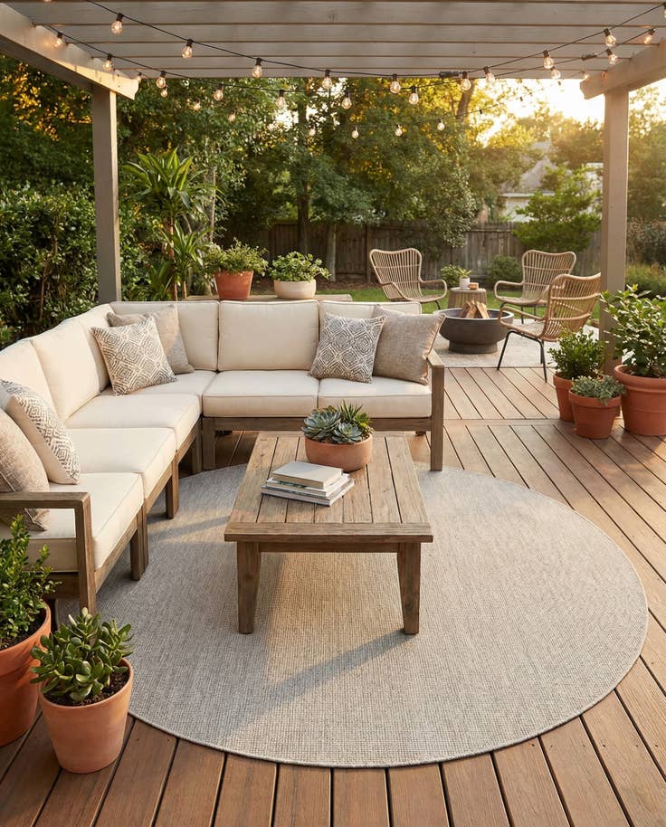 Detail image of 10' x 10' Easy-Clean Solid Indoor / Outdoor Round Rug