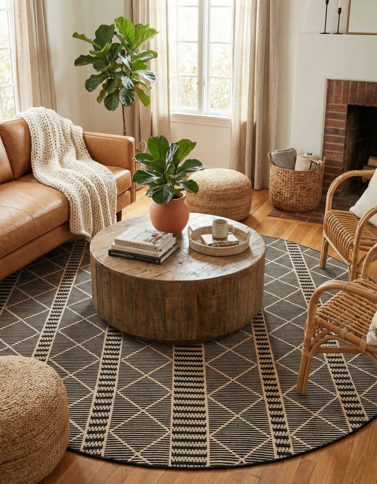 Detail image of  10' x 10'  Washable Lattice Indoor / Outdoor Round Rug