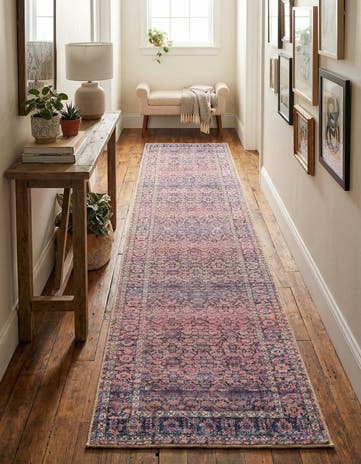 Navy Blue Washable Timeless Runner Rug