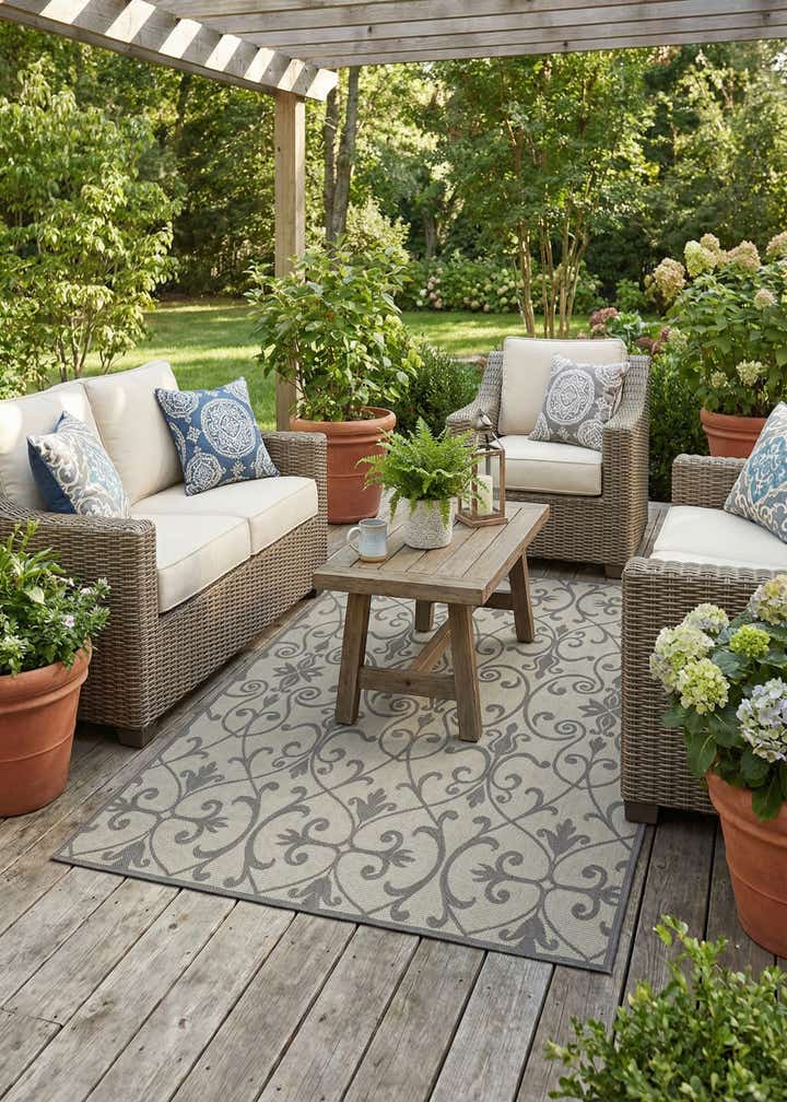 7' x 10' Easy-Clean Botanical Indoor / Outdoor Rug