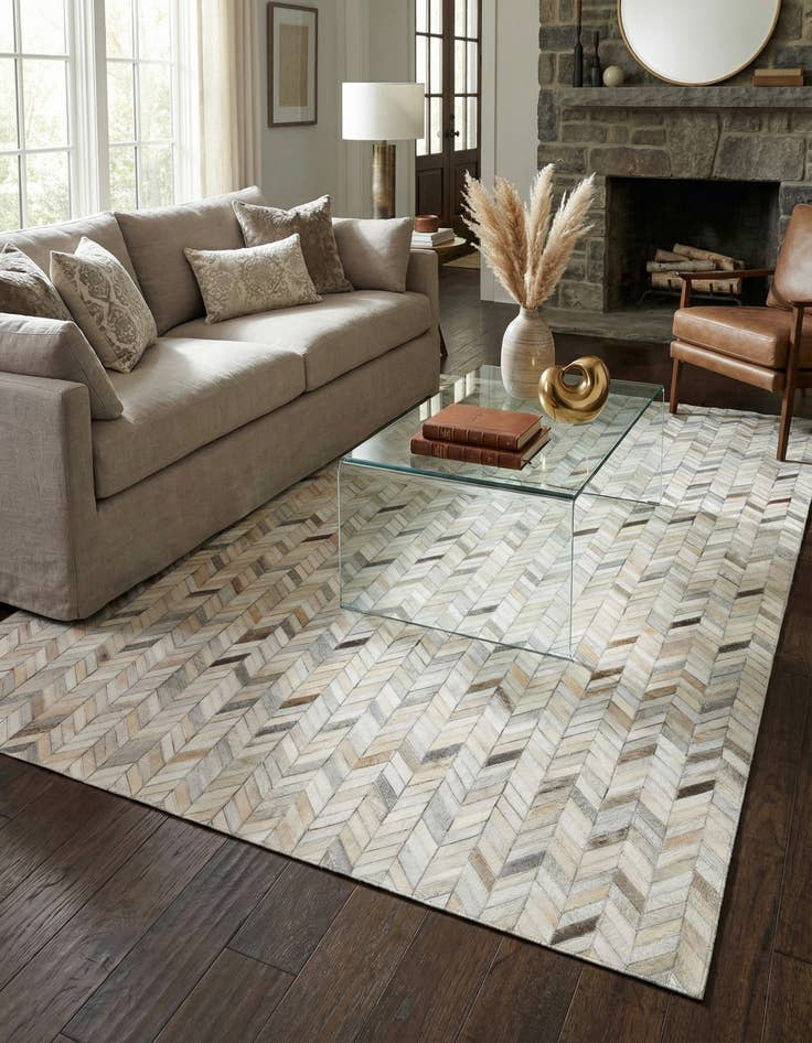 Detail image of  5' 1 x 8' Cowhide Leather Rug