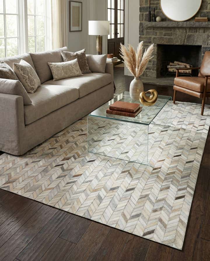 5' 1 x 8' Cowhide Leather Rug