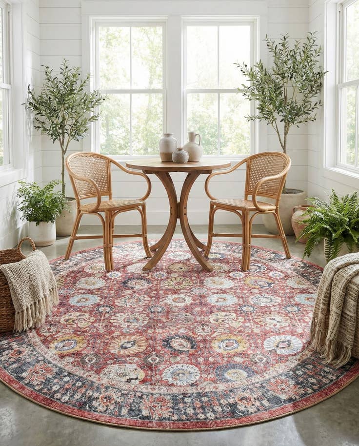 Detail image of 7' 10 x 7' 10 Washable Timeless Round Rug