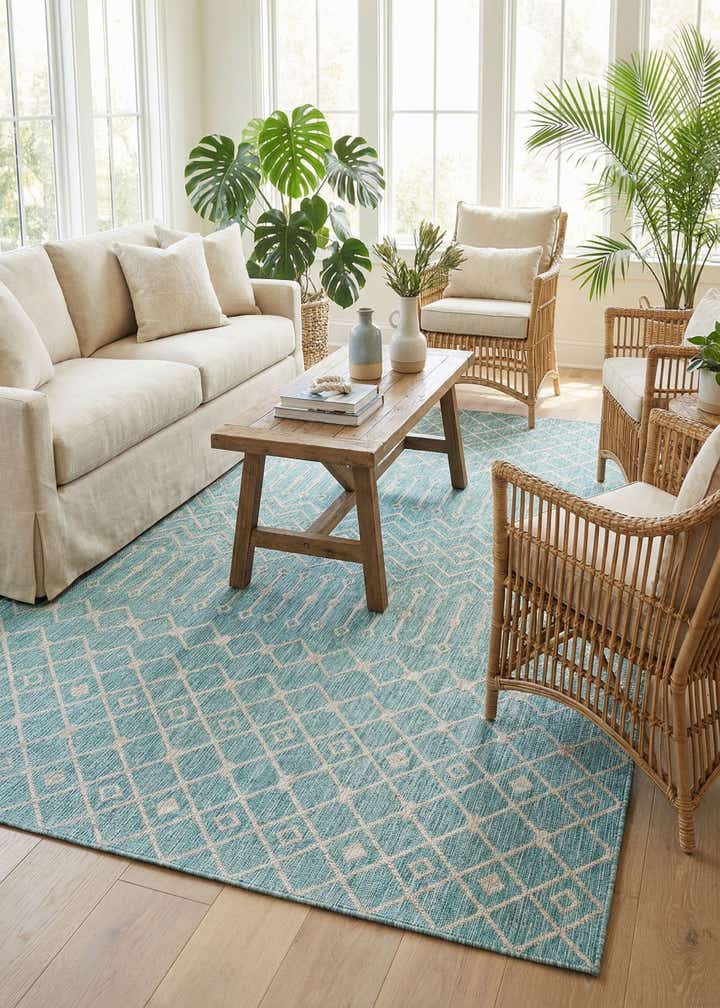 10' x 14' Easy-Clean Trellis Indoor / Outdoor Rug