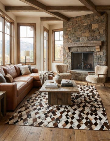 6' 6 x 9' 10 Cowhide Stocks Rug