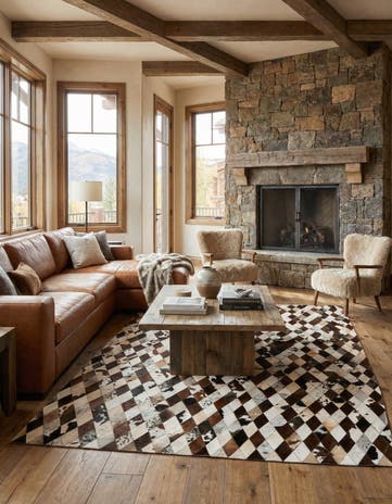 6' 6 x 9' 10 Cowhide Stocks Rug