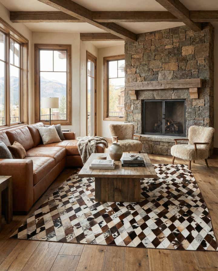 6' 6 x 9' 10 Cowhide Stocks Rug