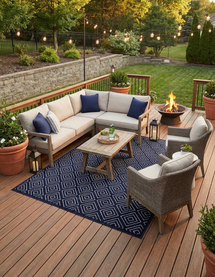 Detail image of 7' 10 x 10' Easy-Clean Sabrina Soto Indoor / Outdoor Rug