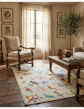 5' 7 x 8' Hand Woven Kilim Suzani Wool Rug