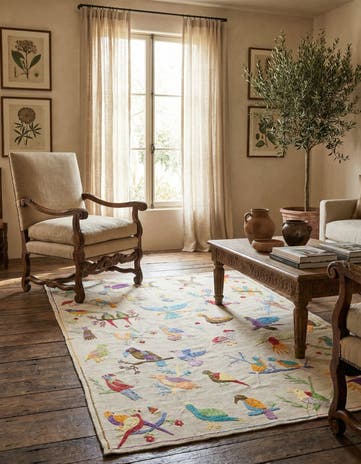 5' 7 x 8' Hand Woven Kilim Suzani Wool Rug